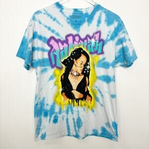 Aaliyah Men's Graffiti Graphic Print Tie Dye Tee T-Shirt L
